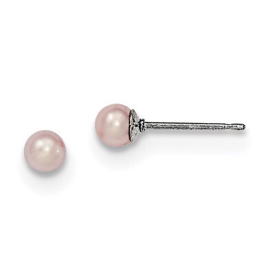 5-6mm Purple Freshwater Cultured Round Pearl Stud Earrings Sterling Silver QE12726, MPN: QE12726, 1…