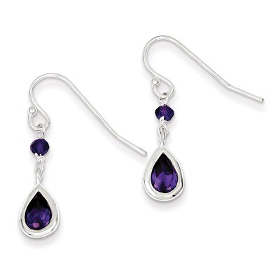 Purple Diamond Dangle Earrings Sterling Silver QE9439, MPN: QE9439, 883957565064