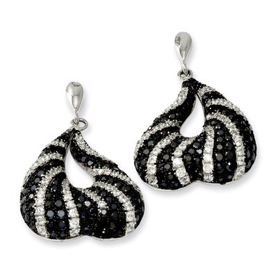 CZ Brilliant Embers Dangle Post Earrings Sterling Silver QMP393