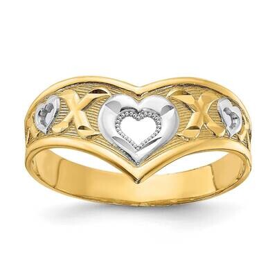 Heart X Ring 14k Gold &amp; White Rhodium Polished K2078, MPN: K2078, 637218074730