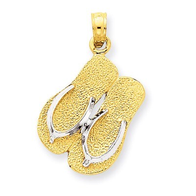 Large Double Flip-Flop Pendant 14K Gold &amp; Rhodium K1855, MPN: K1855, 637218081080