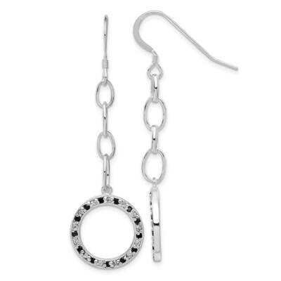 Fancy Black &amp; Clear CZ Circle Dangle Earrings Sterling Silver QE3228, MPN: QE3228, 883957763934