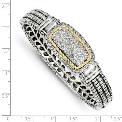 1/4ct. Diamond Bangle Bracelet Sterling Silver &amp; 14k Gold QTC121, MPN: QTC121, 742323127377