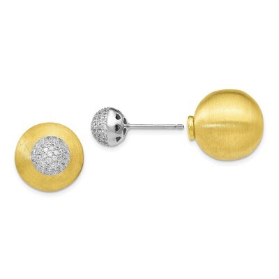 Leslie&#39;s CZ Front Back Earrings Sterling Silver Gold-tone HB-QLE1048, MPN: QLE1048, 191101607042