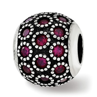Red Corundum Antiqued Bead Sterling Silver QRS3846, MPN: QRS3846,
