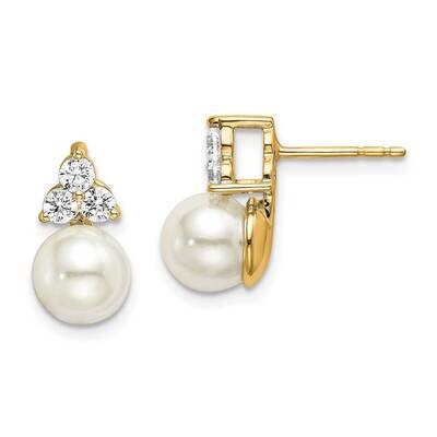 Si1/Si2, G H I, Cultured Freshwater Pearl Post Earrings 14k Gold Lab Grown Diamond EM7948-038-YLG, …