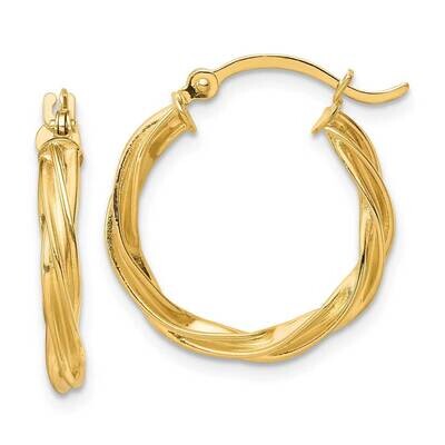 Twisted 2.5mm Hoop Earrings 14k Gold Polished  TF1606, MPN: TF1606, 883957933252