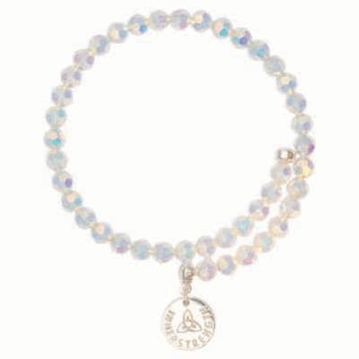 Nikki Lissoni Bangle with Clear Facet Round Glass Beads of 6mm with One Fixed Charm Inner Strength …