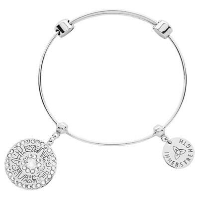 Nikki Lissoni Charm Bangle Silver-Plated with Two Fixed Charms Inner Strength Blue Aztec 17cm 6.7 i…