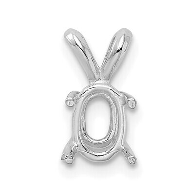 Oval 4-Prong Cast Medium Weight 4 x 3mm Pendant Setting 14k White Gold WG981, MPN: WG981,
