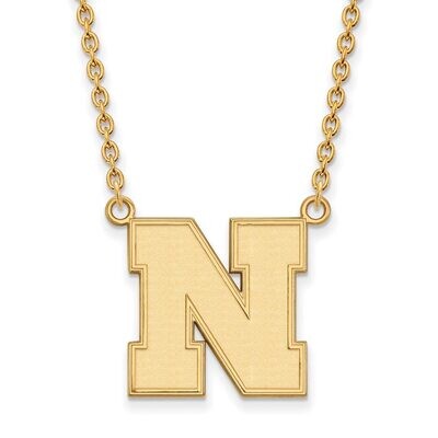 University of Nebraska Large Pendant with Chain Necklace Gold-plated Silver GP074UNE-18, MPN: GP074…