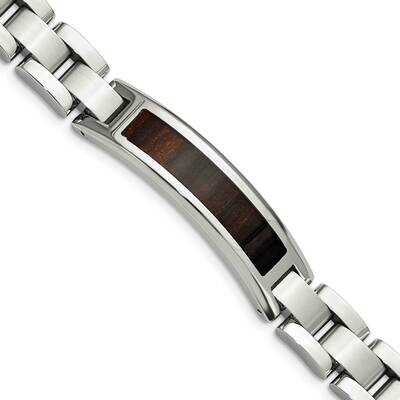 Brushed Black Wood Enameled Bracelet Stainless Steel Polished SRB1496-8.5 by Chisel, MPN: SRB1496-8…