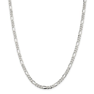 28 Inch 4.25mm Figaro Chain Sterling Silver QFG120-28, MPN: QFG120-28, 886774116105
