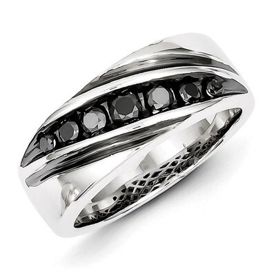 Black Diamond Men&#39;s Band Ring Sterling Silver QR5468-10, MPN: QR5468-10, 886774563862
