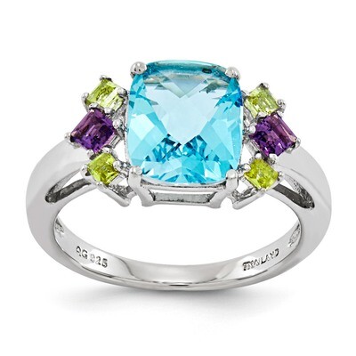 Light Swiss Blue, Amethyst &amp; Citrine Ring Sterling Silver QR2893LSBT, MPN: QR2893LSBT, 883957402857