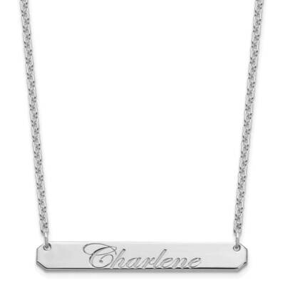 Medium Polished Edwardian Script Bar Necklace Sterling Silver Rhodium-plated XNA1220SS, MPN: XNA122…