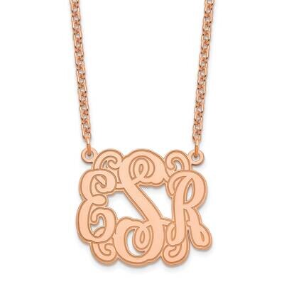Ss Rose-Plated Small Polished Etched Outline Monogram Necklace XNA539RP, MPN: XNA539RP,