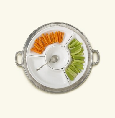 Match Pewter Convivio Round Sectional Platter With Handles - White, MPN: 1527,