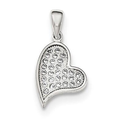 CZ Diamond Heart Pendant Sterling Silver QP4445, MPN: QP4445, 191101362934