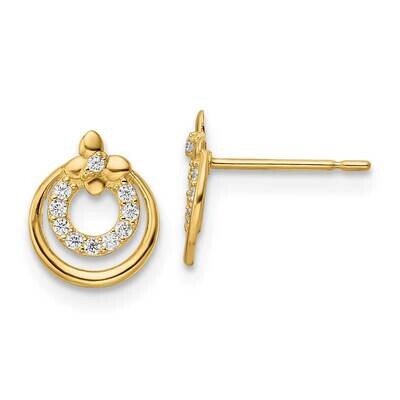 Circle Post Earrings 14k Gold CZ Diamond GK1143 by Madi K, MPN: GK1143, 883957975627