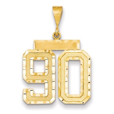 Number 90 Charm 14k Gold Large Diamond-cut LN90, MPN: LN90, 883957123172