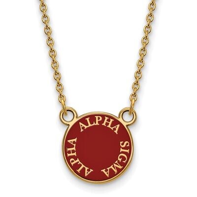 Alpha Sigma Alpha Extra Small Enameled Pendant with 18 Inch Chain Gold-plated Silver GP012ASI-18, M…