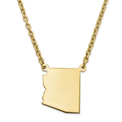 Arizona State Pendant Necklace with Chain 14k Yellow Gold Engravable XNA706Y-AZ, MPN: XNA706Y-AZ, 8…