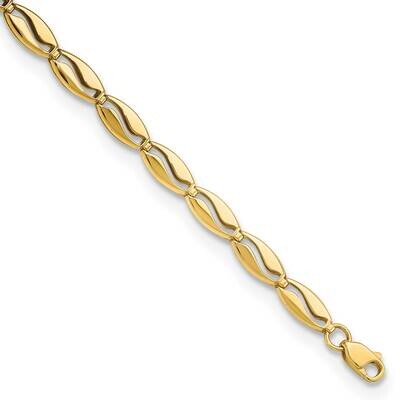 Wavy Link 7.5 Inch Bracelet 14k Gold Polished FB1910-7.5, MPN: FB1910-7.5, 883957812908