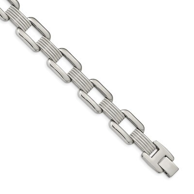 Square Open Link 8.5 inch Bracelet Stainless Steel Polished SRB1937-8.5 by Chisel, MPN: SRB1937-8.5…