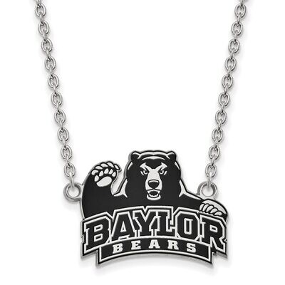 Baylor University Large Enamel Pendant with Chain Necklace Sterling Silver SS047BU-18, MPN: SS047BU…