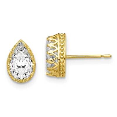 9mm Polished Pear CZ Diamond Earrings 10k Gold 10YC409, MPN: 10YC409, 883957605784