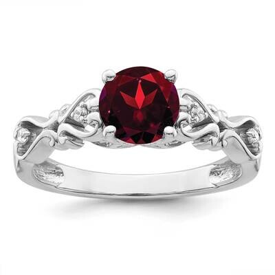 Garnet and Diamond Ring 14k White Gold Polished RM8177-GA-100-WA, MPN: RM8177-GA-100-WA,