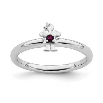 Rhodolite Garnet Girl Ring Sterling Silver Rhodium-plated QSK1928, MPN: QSK1928, 191101720567