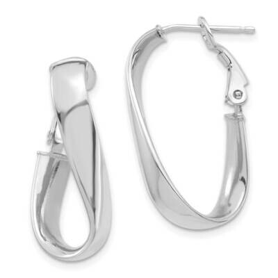 5mm Twisted Oval Omega Back Hoop Earrings 14k White Gold High Polished PRE989W, MPN: PRE989W, 19110…