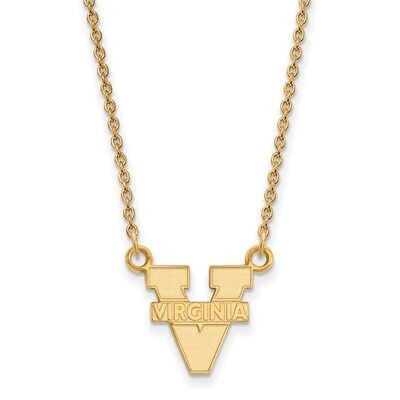 University of Virginia Small Pendant with Chain Necklace Gold-plated Silver GP015UVA-18, MPN: GP015…
