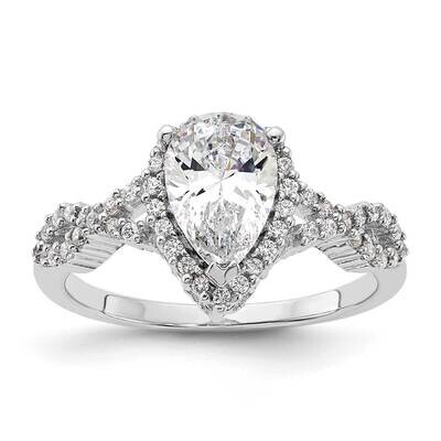 Sterling Silver Rhodium-plated Diamonore Pear Halo Ring RLS6548/DAWT-SSA-7