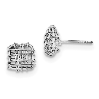 Square Post Earrings Sterling Silver Rhodium-plated Polished QE12133, MPN: QE12133, 191101231643