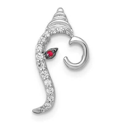 1/15Ct. Diamond &amp; Ruby Accent Ganesha/Conch Slide 14k White Gold PM4077-007-WA, MPN: PM4077-007-WA,…