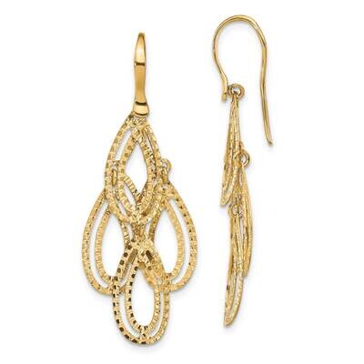 Leslie&#39;s Dangle Earrings 14k Gold Polished Diamond-cut HB-LE1989, MPN: LE1989, 191101737596