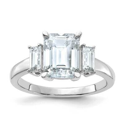 3ct. Three Stone D E F Pure Light Moissanite Engagement Ring 14k White Gold RM4449E-300-WMP, MPN: R…