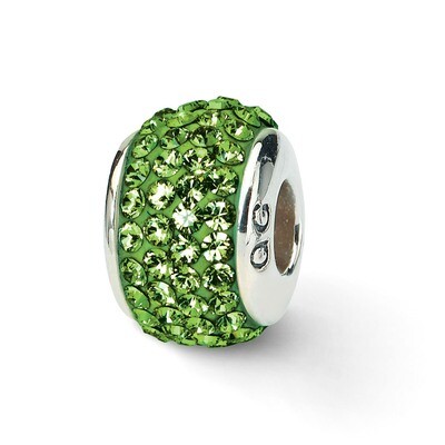 Green Full Swarovski Crystal Bead Sterling Silver QRS1996, MPN: QRS1996, 883957514857
