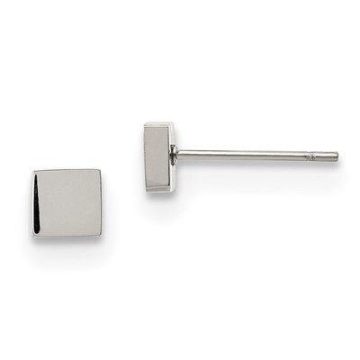 Square Post Earrings Stainless Steel Polished SRE1181 by Chisel, MPN: SRE1181, 191101076756