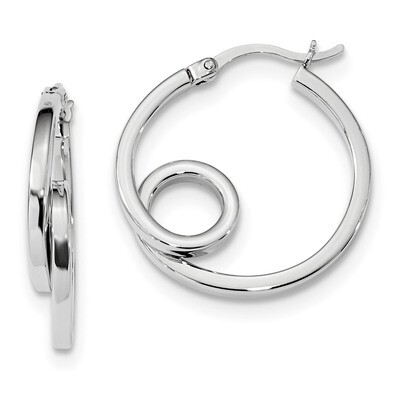 Hoop Earrings Sterling Silver Rhodium Plated Polished QE13173, MPN: QE13173, 191101233906