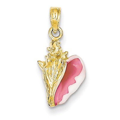 Enameled 3-D Conch Shell Pendant 14k Gold K1899, MPN: K1899, 637218117543