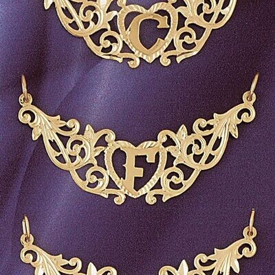 Dazzlers Jewelry Initial F Heart Pendant Necklace Charm Bracelet in Yellow, White or Rose Gold 9578…