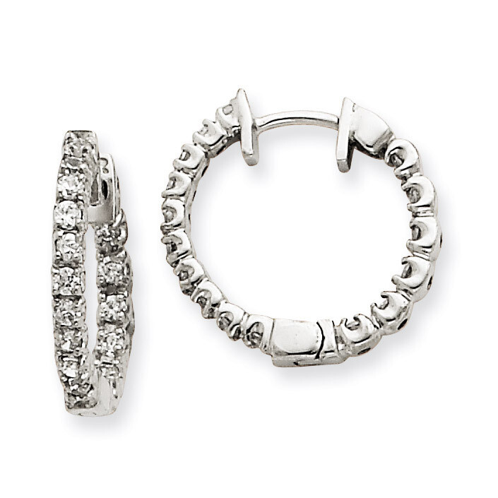 Diamond Hinged Hoop Earrings 14k White Gold XE1351AAA, MPN: XE1351AAA, 883957091396