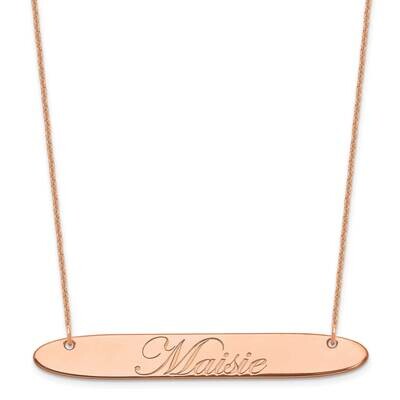 Polished Oblong Edwardian Script Bar Necklace 14k Rose Gold Large XNA1226R, MPN: XNA1226R,