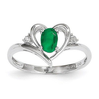 Emerald Diamond Ring 14k White Gold Genuine XBS448, MPN: XBS448, 883957374642