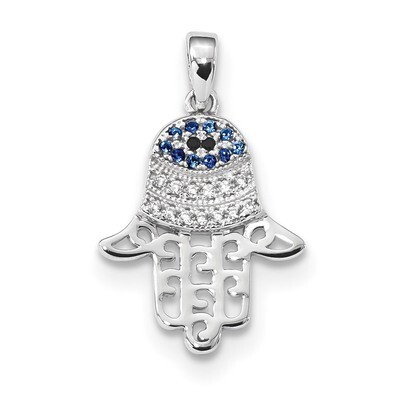 Black/White CZ Diamond Syn. Sapphire Chamseh Pendant Sterling Silver Rhodium QC9163, MPN: QC9163, 8…