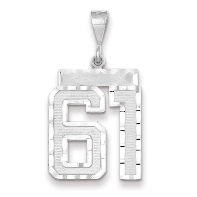 Number 61 Charm 14k white Gold Large Diamond -cut WLN61, MPN: WLN61, 883957124377